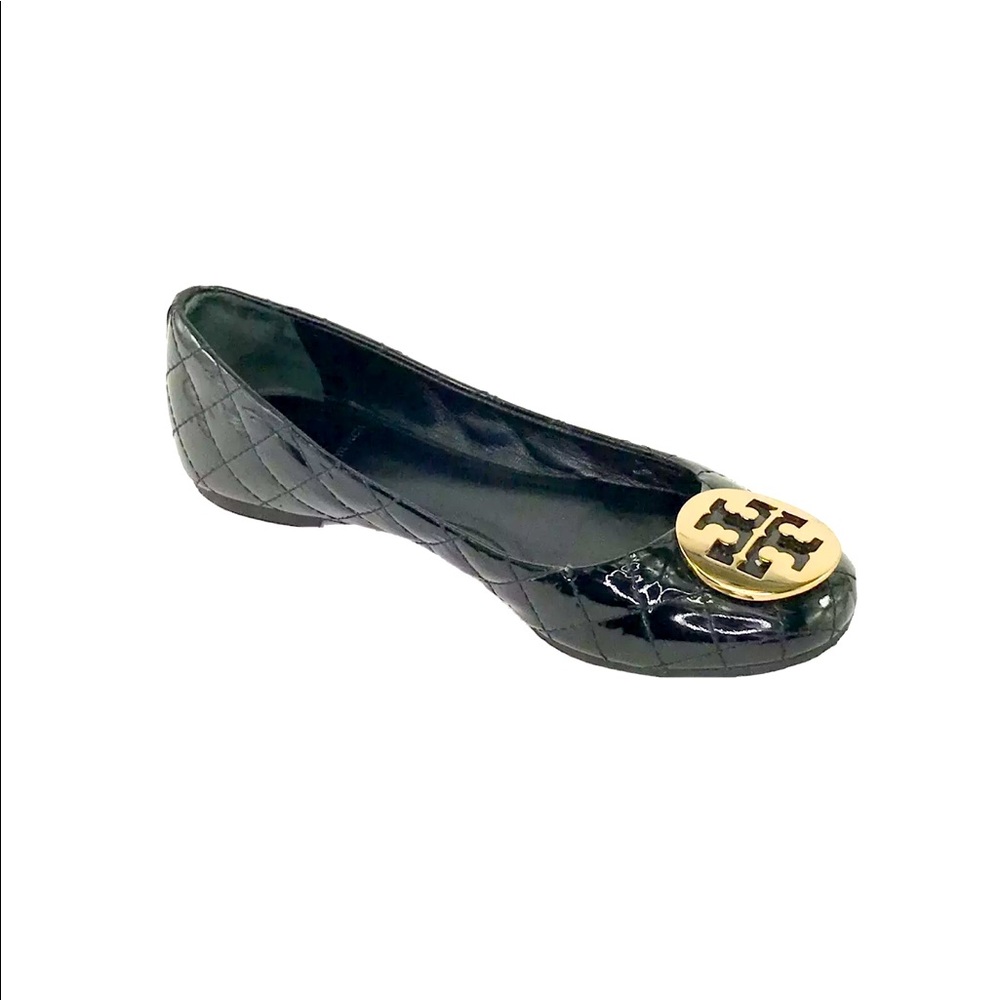 Tory Burch Black Quilted Patent Leather Size 7